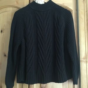 EUC J. Crew Chunky Cotton Cable-Knit Mock Neck Sweater